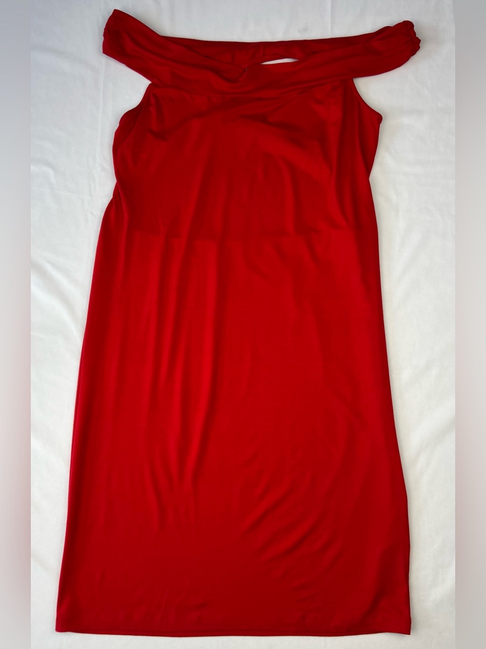 ASOS DESIGN Curve Off Shoulder Draped Ruched Stretch Midi Dress Plus Size 16 NWT